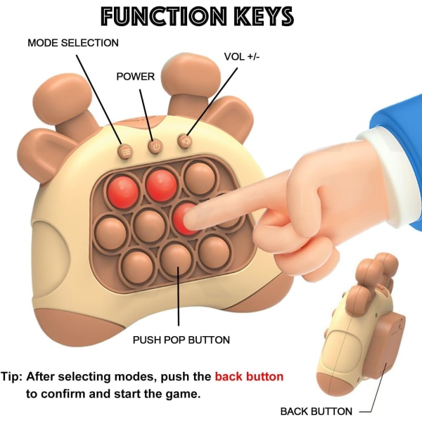 (Kirahvi-ruskea） Quick Push Bubbles Pop Fidget Toy It Game, Fast Pu