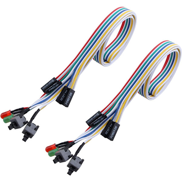 65CM 2-pak PC-strømafbryder med LED-kabel og lyskabel 3 i 1 til ATX-kabinet til stationær pc