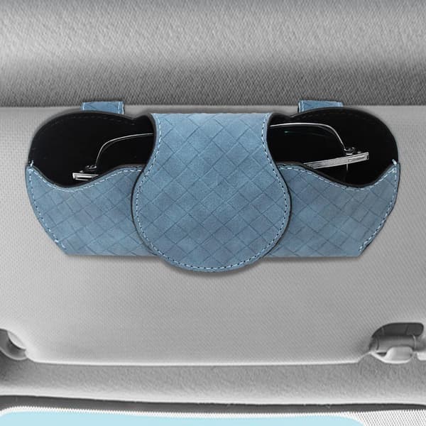 Pakke Bilsolskærm Solbriller Holder, Læder Brilleetui med Klips til Bilsolskærm, Bilinteriør Visor Tilbehør