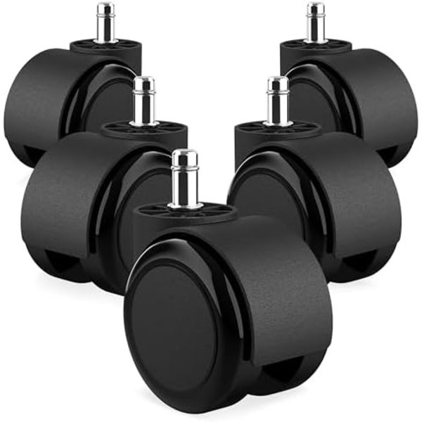 Set med 5 kontorstolhjul - - Hjul for harde gulv opptil 175 kg - - Hjul for kontorstoler med svingfunksjon -