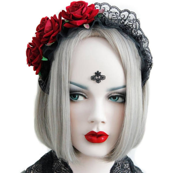 Blomsterkrone Hovedbånd Rose Hovedbeklædning til Piger Damer Kvinder Blomster Hovedbeklædning Festival Maid Gothic Hea