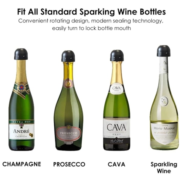 Champagne / Vinprop - Vakuumforsegling - Sort Prop