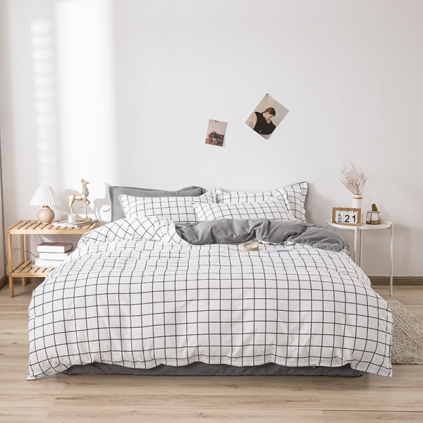 Black and White Checkered Duvet Cover 200x200 + 2 Pillowcases 76x