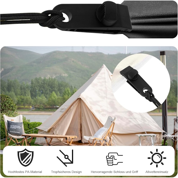 12 st Tältspännare - Justerbara Tältklämmor - Tältfästklämmor - Vattentäta Klämmor - Plastklämmor för Camping