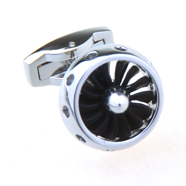 Propellermotor-Fan Flyvemaskine Propeller Par Manschetknapper i en Præsentation Gaveæske &amp; Polerklud