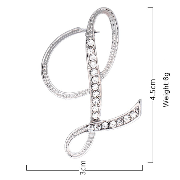（1 st、M）Initialer Brosch Pins för kvinnor, Brev Pins för St