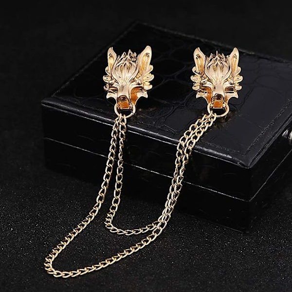 Metal Wolf Hoved Dyr Pins Og Brocher Skjorte Krage Chip T