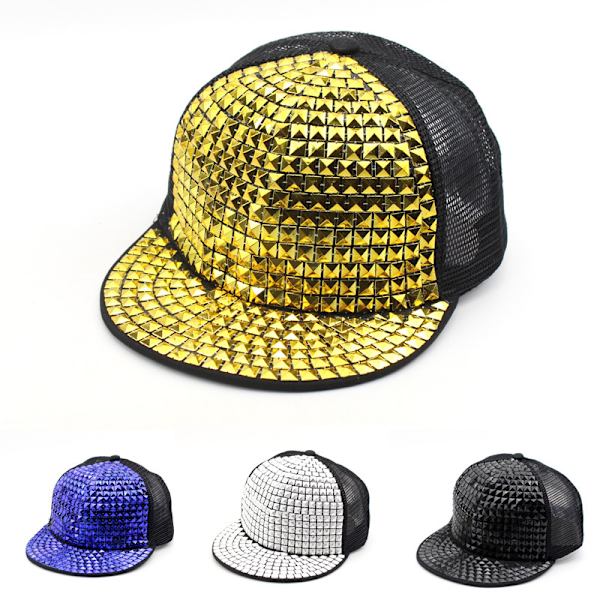 Herrecaps Hip Hop Flat Baseball Cap for Men Sequin Bling Snapback