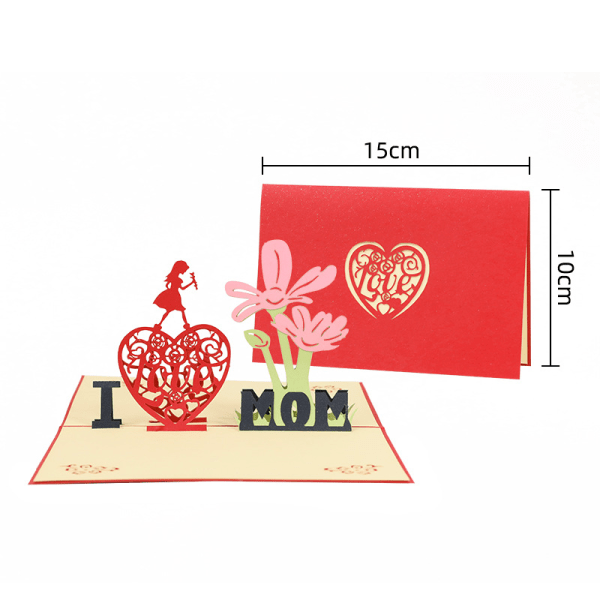 (Äidin rakkaus) Pop Up äitienpäiväkortti, syntymäpäivän 3D-tervehdys