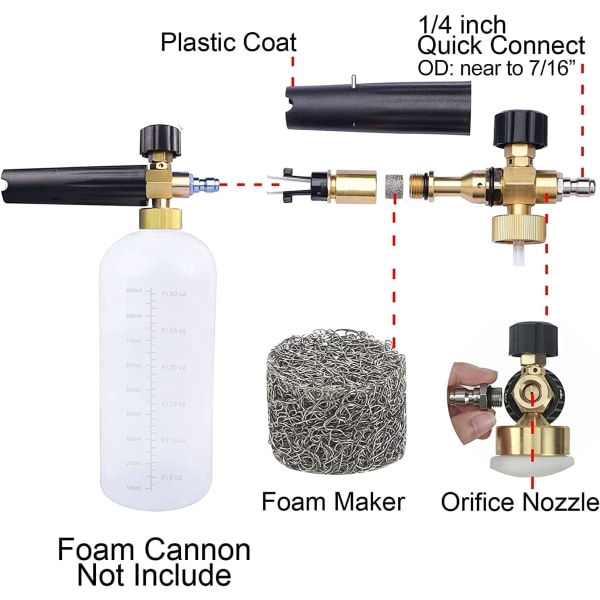 Foam Cannon Orifice Nozzles and Foam Maker, Universal 1.1 mm Thre