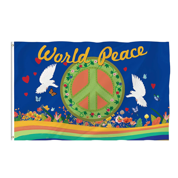Rauhan lippu (90x150 cm (C)) rauhankyyhkynen lippu, rauhanlippu, polyesteri