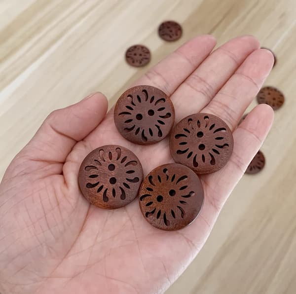 (Brun 25mm 20 stk) Runde brune træknapper