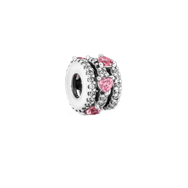 （Pink hjerte）Åbning 4,5 mm, matfarvet Murano glasperle 925 sterling sølvperler til armbånd, Ha