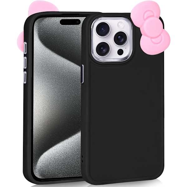 Kompatibel med iPhone 16 Pro Max Skal, Söt 3D Rosettdesign Mjukt Silikon Stötsäkert Skydd för iPhone 16 Pro Max 6.9\" 2024 Svart