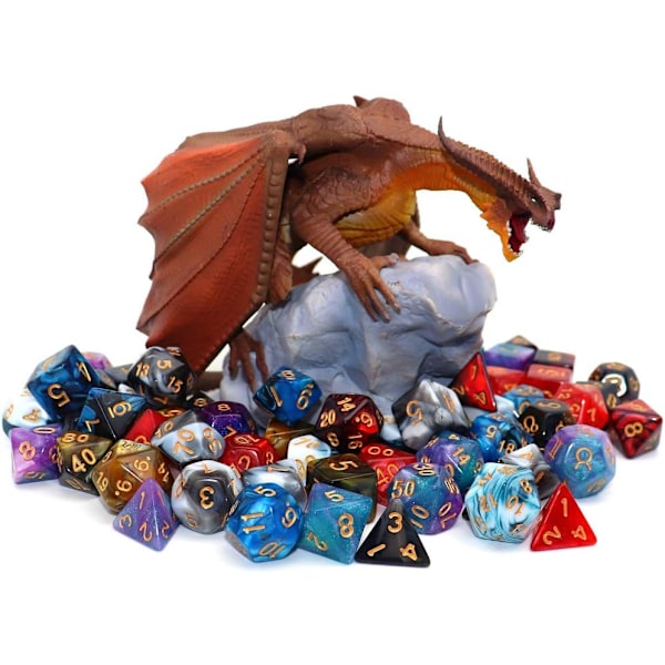 Blå Mix Svarta Tärningar DND Polyhedrala Tärningsset för Dungeon and Dragons D&D RPG Rollspel 7-Tärningsset