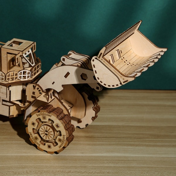 3D tredimensionella pussel, gaffeltruckar, simulerade tredimensionella modellprydnader, träutbildande