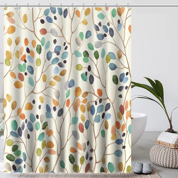 Lillebladet træ polyester bruseforhæng 180x180cm