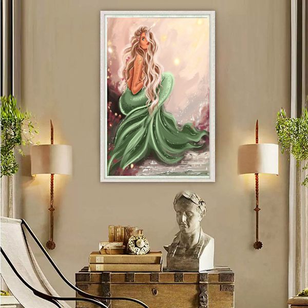 30x40cm Kit#F 5D DIY Timanttimaalaus, Merenneito Timanttimaalaus,