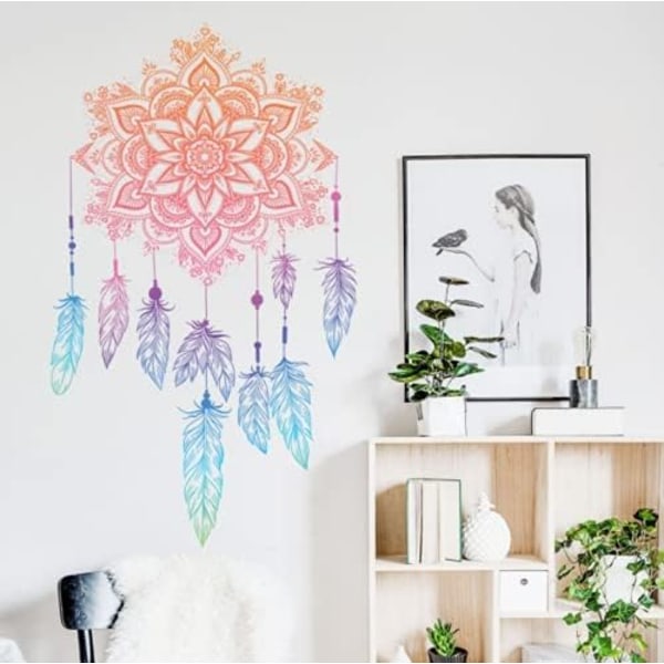 4 Ark Mandala Blomma Fjäder Lotus Väggdekal för Vardagsrum Sovrum