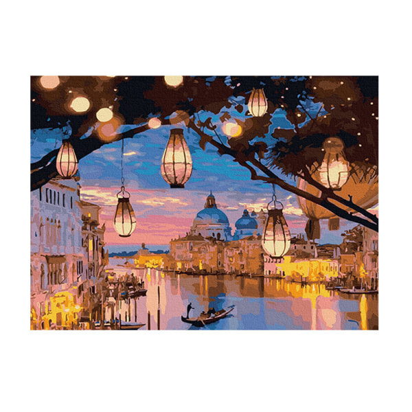 Bricolage imprimé diamant peinture au crépuscule nuit Venise pa