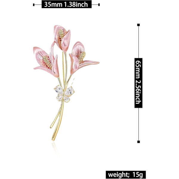 3,5×6,2×1cm Naisten Kulta Lily Rintaneula Elegantti Kukka Strassinen Rintaneula Takkeihin Puseroihin Neuleisiin Asusteisiin Korut