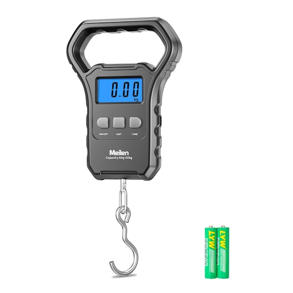 Fiskevåg, 110lb/50kg Hängande Bagagevåg med Bakgrundsbelyst LCD-Skärm, för Resväska med Stort Handtag, Digital Postvåg