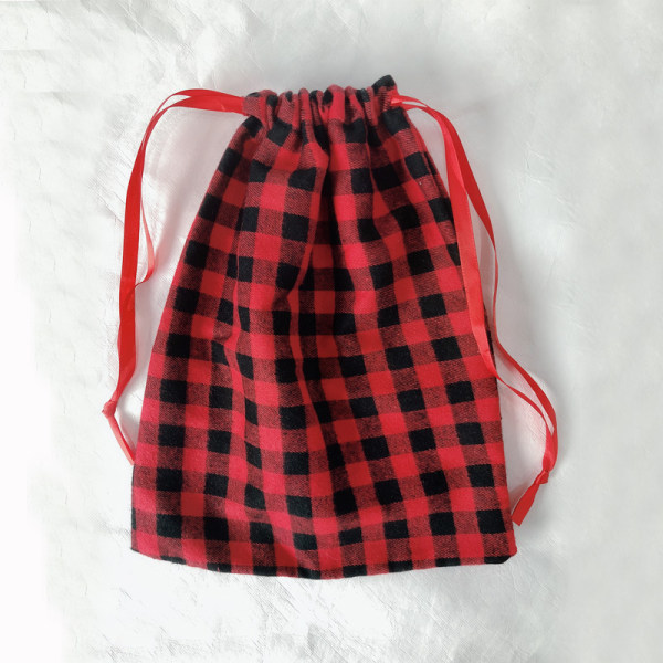 10 Pieces Christmas Buffalo Plaid Drawstring Bags Drawstring Bags Santa Gifts Large Bags Christmas T