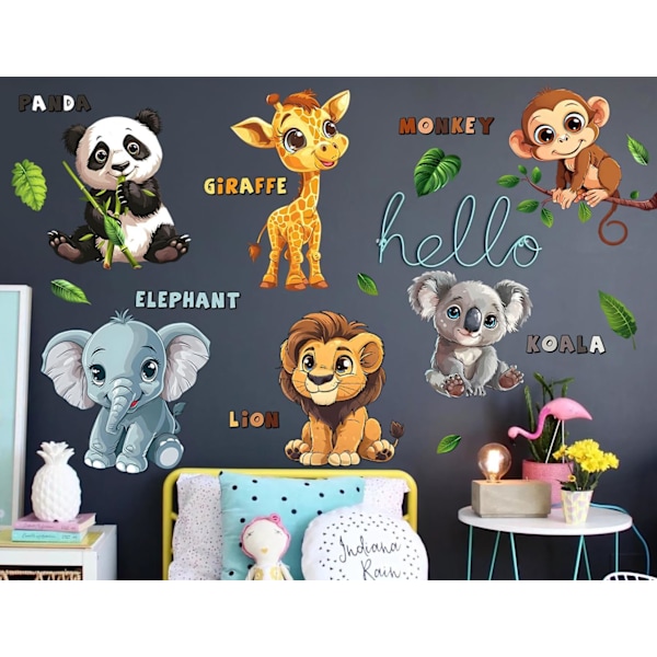 1 stk. Tegnefilm Dyre Vægsticker Jungle Dyr Vægstickers Abe Løve Giraf Vægsticker DIY Vinyl Mural Kunst til Børn