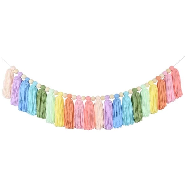 Let 1 Pakke Bomulds Tassel Guirlande Pastel Banner Farverig Fest Baggrund Dekorativ Vægophæng Llama Dekorationer til Soveværelse, Børnehave Kollegieværelse, Fødsel