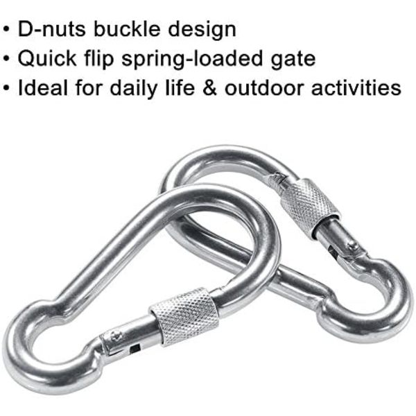 5x10cm Låsbare Karabinerhager, Robust Karabiner, 316 Rustfrit Stål Skruelås Karabinerkroge