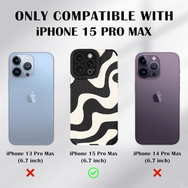 iPhone 15 Pro Max Skal, Söt Zebra Vågmönster Design Skal för Kvinnor Flickor Mjuk TPU Stötfångare Repskyddande Stötsäker Full