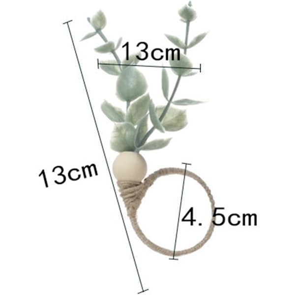 Set med 6 rustika servettringar i eukalyptus