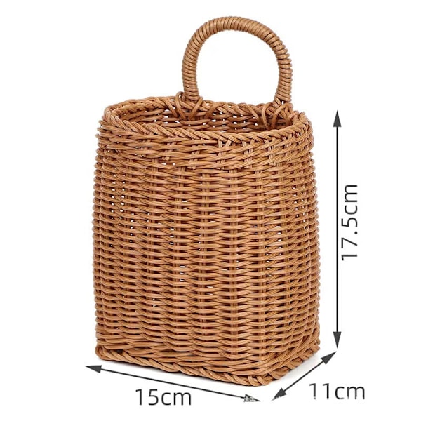 Rattan-riippa-kukkakori Boho Pieni Kudottu Kori, Maalaismainen Riippa-vihannessäiliö Seinäkori Deko, Seinäriippa