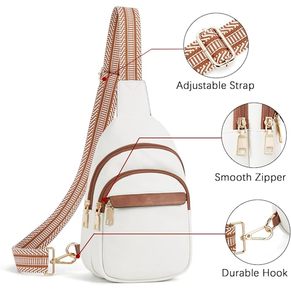 Beige liten axelväska för kvinnor, läder, crossbody, midjeväska, bröstväska för resor