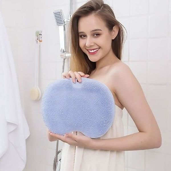 1 stk Silikon Anti-Skrid Sikkerhedsmassagemåtte Ryg Skrubber med Anti-Skrid Sugkopper Exfolierende Ryg Massager Rens, Exfolierer