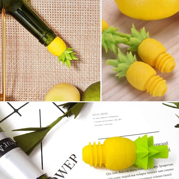4 stk. Vinstoppe til Vinflasker - Ananas Vinstoppe Vinflaske Låg Genanvendelige Vinflaske Stoppe Silikon Vin