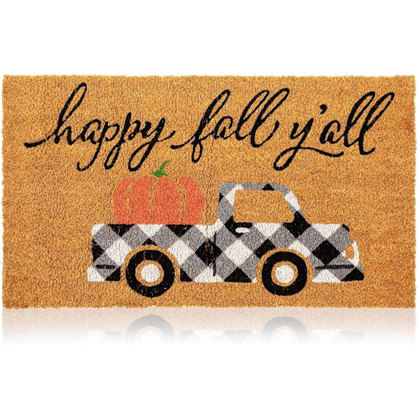 Happy Fall Y'all Dörrmatta för Thanksgiving, Kokosmatta Välkommen Dörrmatta för Hösten (20 x 31.5 tum)