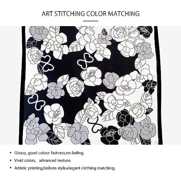 Sort Mountain Tea Flower Silketørklæder Kunstnerisk blækmaleri