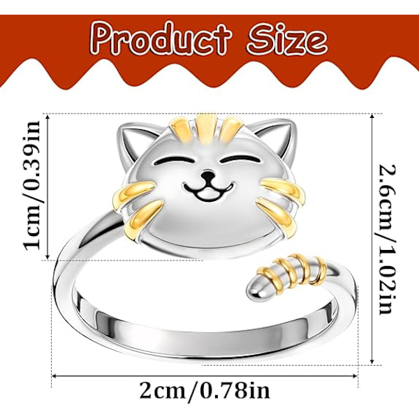 Sød Kat Spinner Ringe Åben Justerbar Dyr Kæledyr Killing Ring Fin Stabelbar Bånd Fidget Angst Bekymring Stresslindrende Finger Løfte Forlovelse Gi
