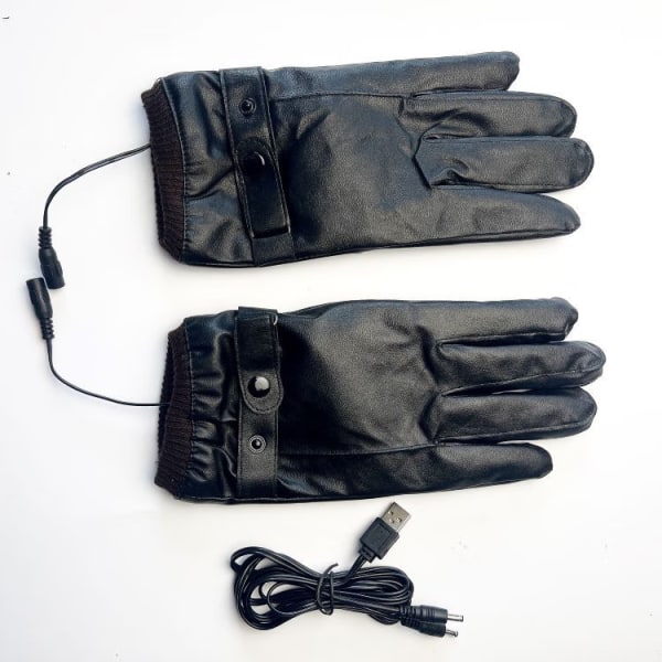 USB-opvarmede læderhandsker til mænd og kvinder（A）, vinteropvarmet mit