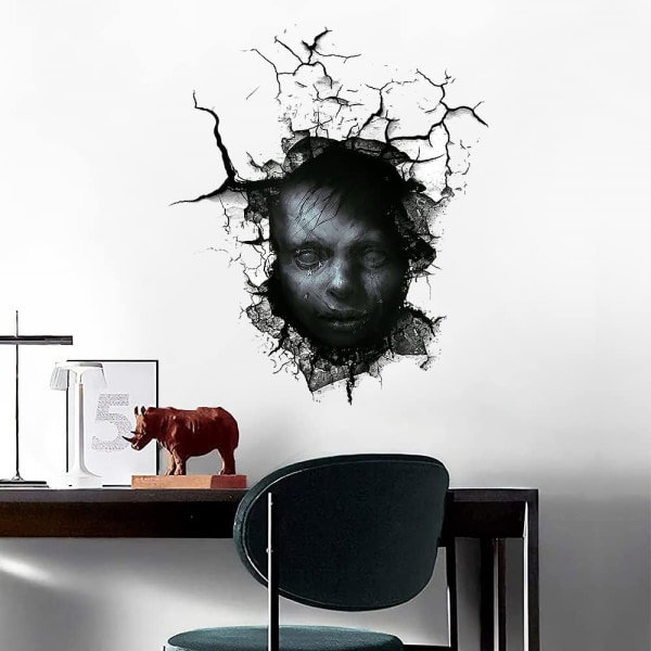 3D Halloween-seinäkoristeet, irrotettavat seinätarrat, joissa on pelottava mieshaamu