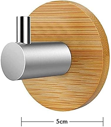 5 cm itseliimautuva seinäkoukku, 4 kpl (bambu ja ruostumaton teräs, pyöreä)