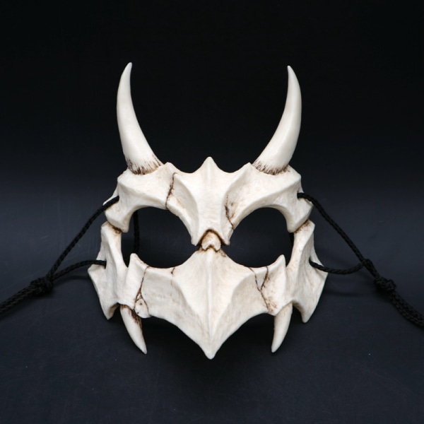 Japansk Halloween-mask Half Face Resin White Skull Mask Hor