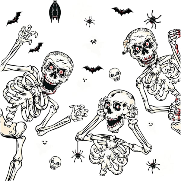 Halloween-luurankotarrat ikkunoihin, juhlatarvikkeet