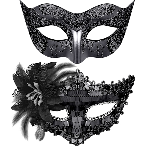 2 st Maskeradmasker Set för Par Venetiansk Maskerad Mask Kostymmask