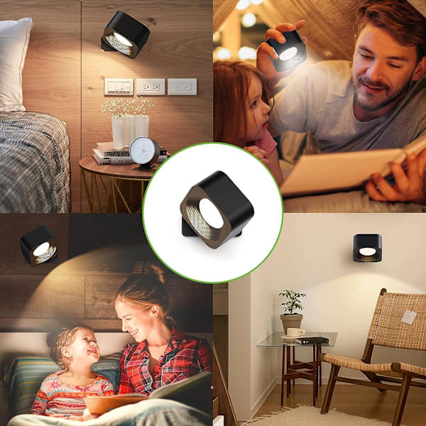 Vegglampe, LED-vegglampe med lang batterilevetid, USB-oppladbar, Tou