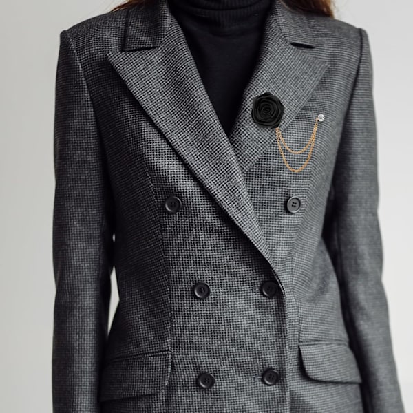 4×4×4cm Lapel Nål til Mænd, 4 Styk Håndlavet Rose Blomst Brosche Nål Lapel Nål med Hængende Kæde Brosche Tassel Kæde Sui