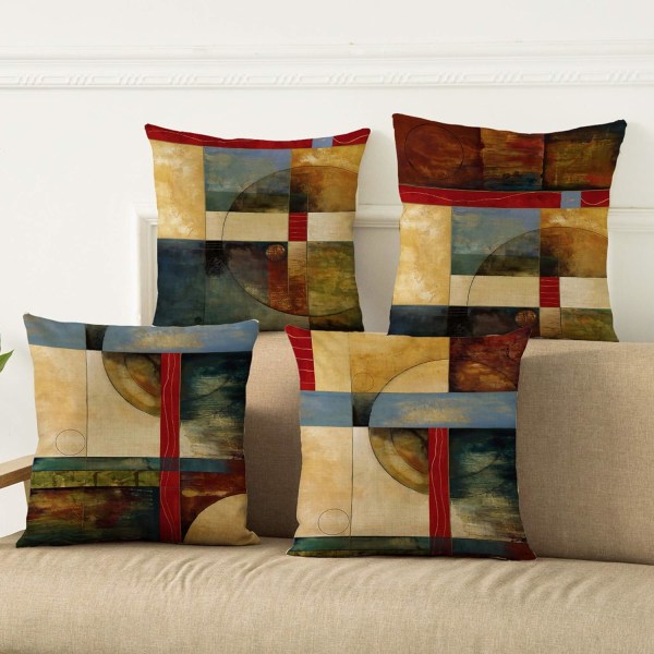 4 pieces of retro geometric decorative pillowcase pillowcase cush