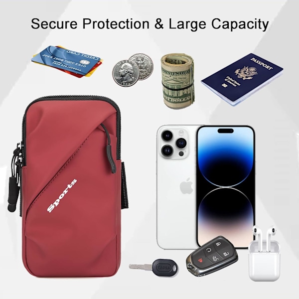 (Rød) Telefonholder Armbånd, Crossbody Skulderstropp Holster Bag med Armbånd for iPhone og Andre C