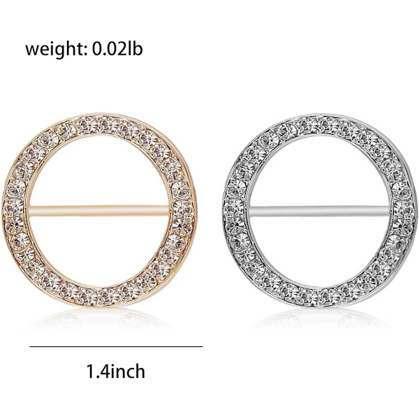 2 st Runda O-formade Sjalringspännen för Kvinnor Mode Rhinestone Kristall Smycken Sjalspänne Klämmor Tillbehör för Sha